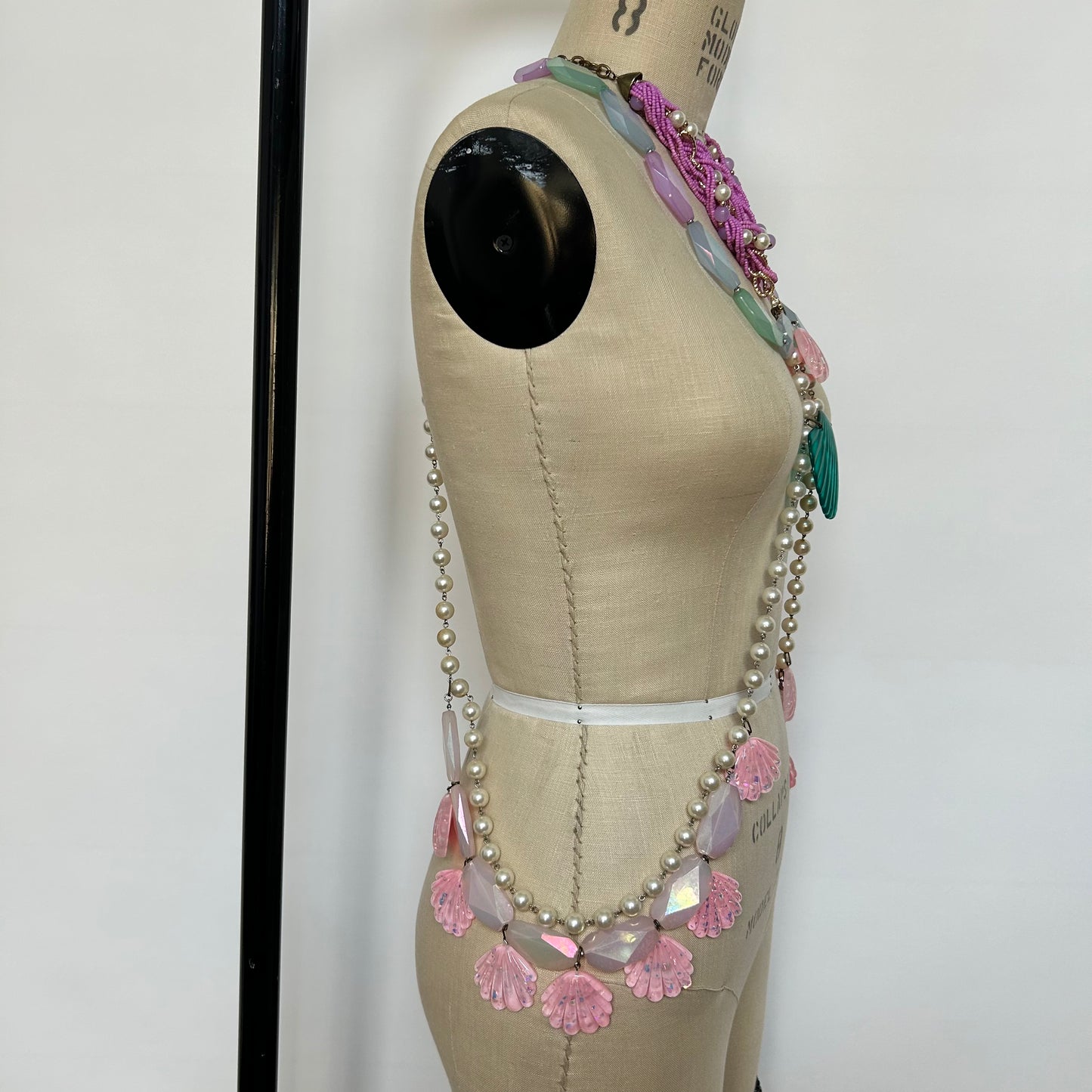 Pastel mermaid seashell pearl body chain