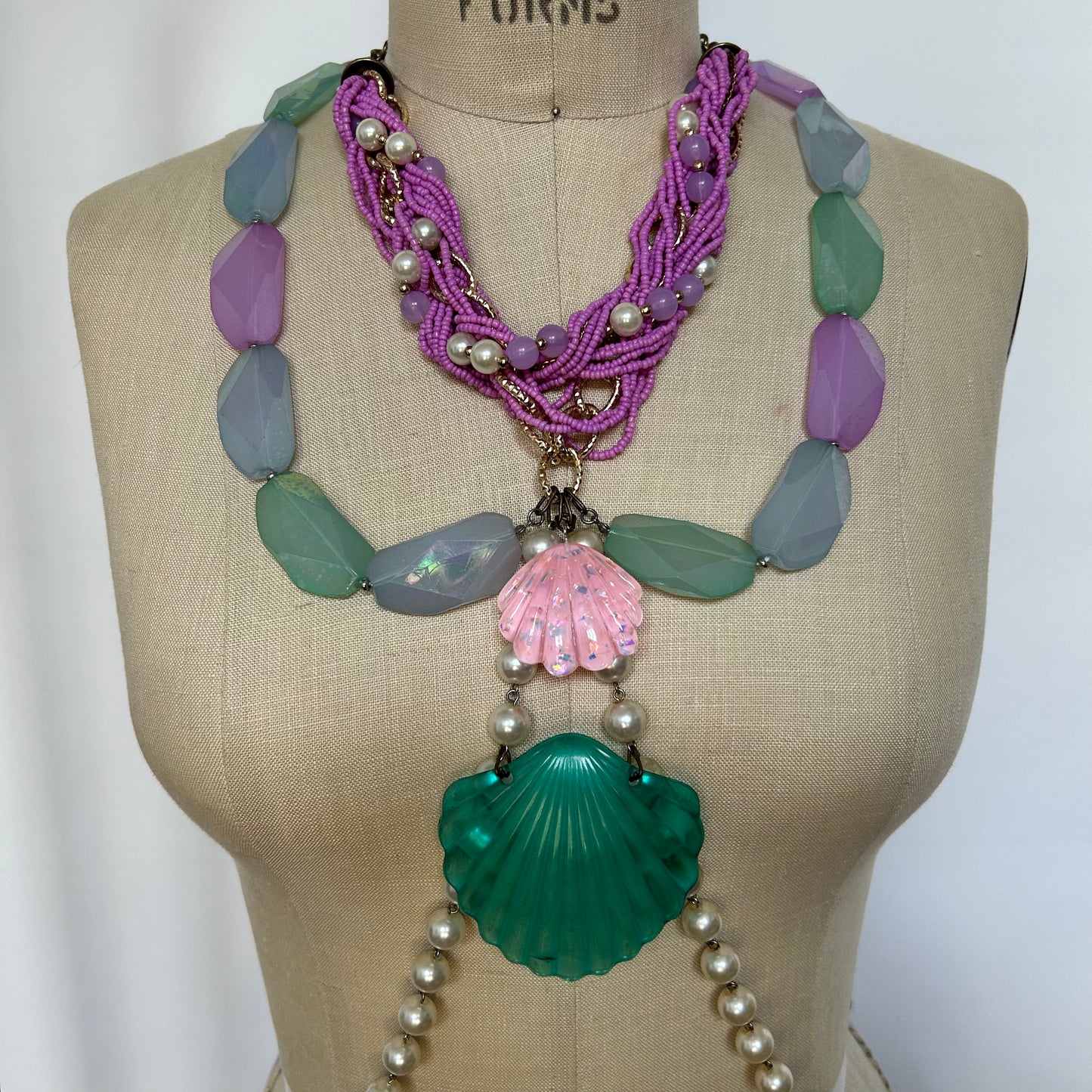 Pastel mermaid seashell pearl body chain