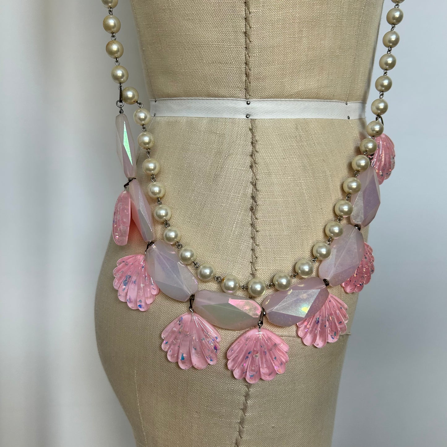 Pastel mermaid seashell pearl body chain