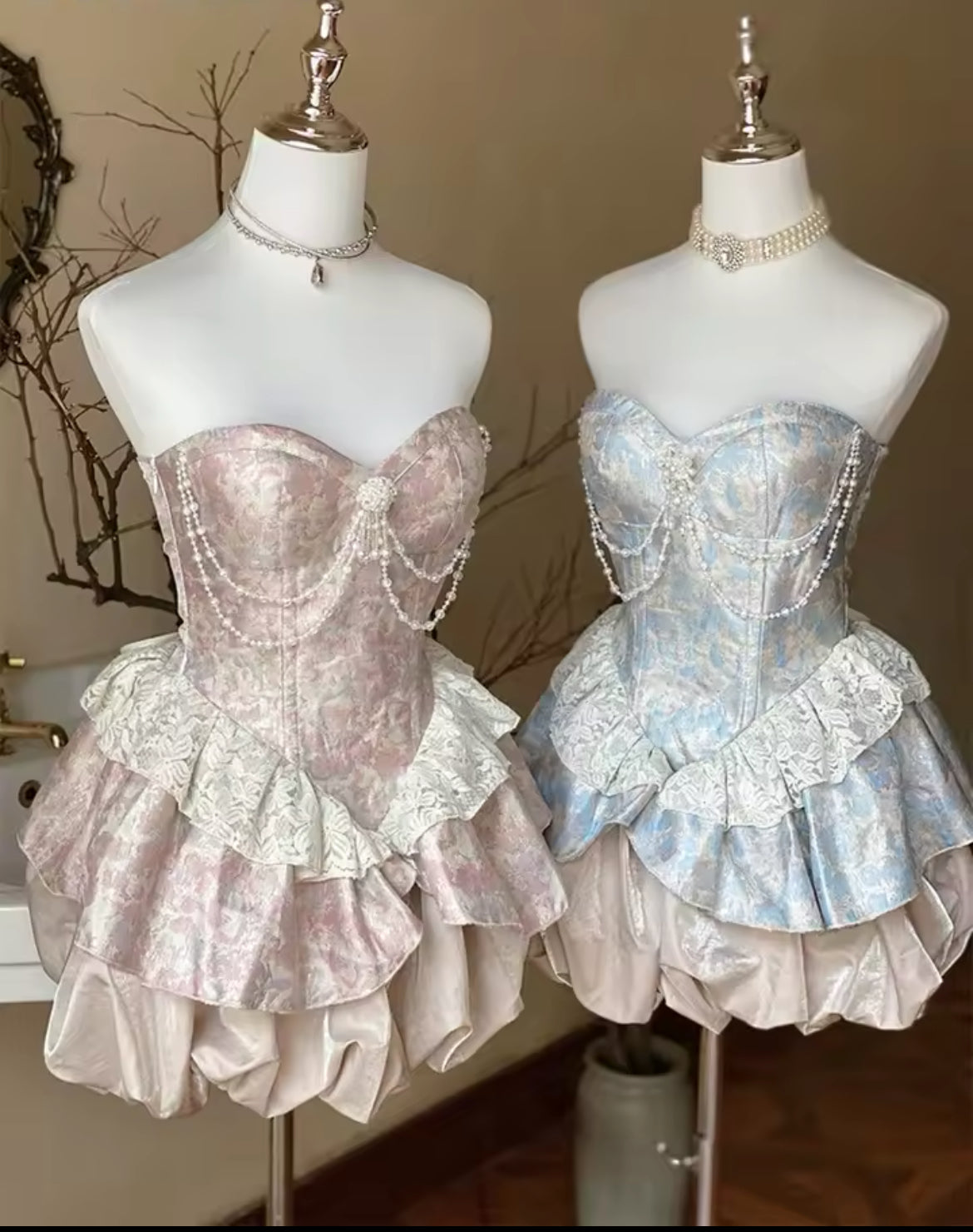 Jacquard Strapless Corset Dress