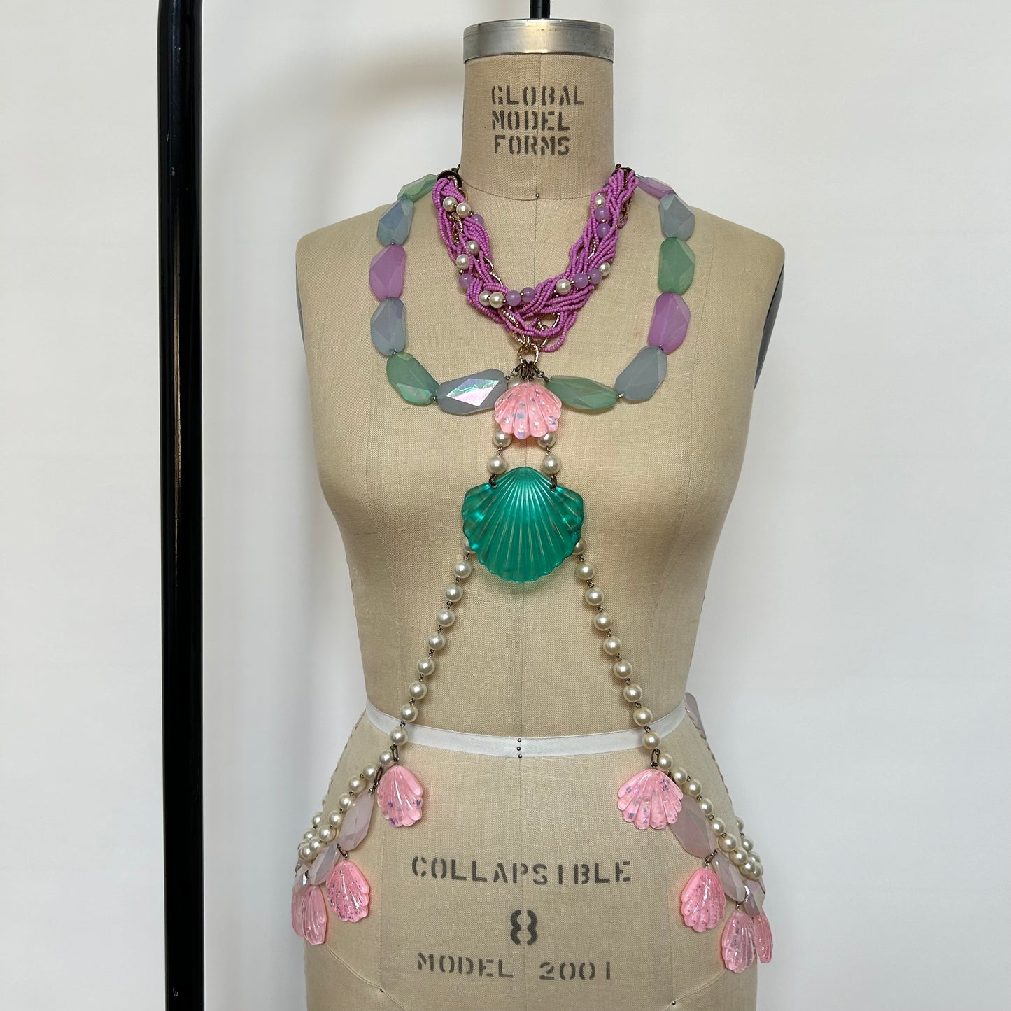 Pastel mermaid seashell pearl body chain