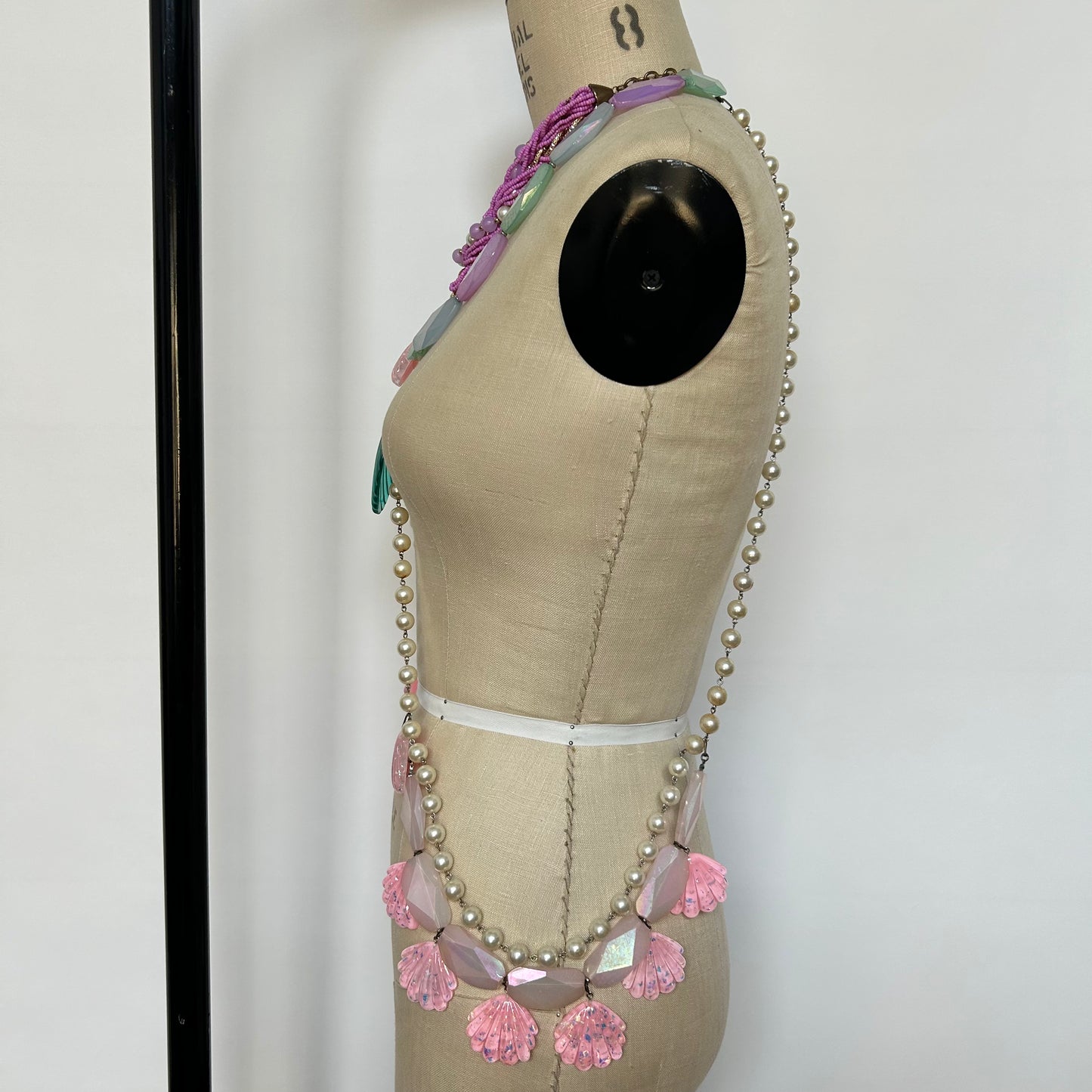 Pastel mermaid seashell pearl body chain