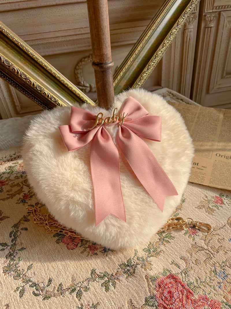 Heart Plush Bow Hand Bag