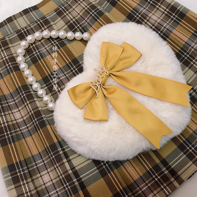 Heart Plush Bow Hand Bag