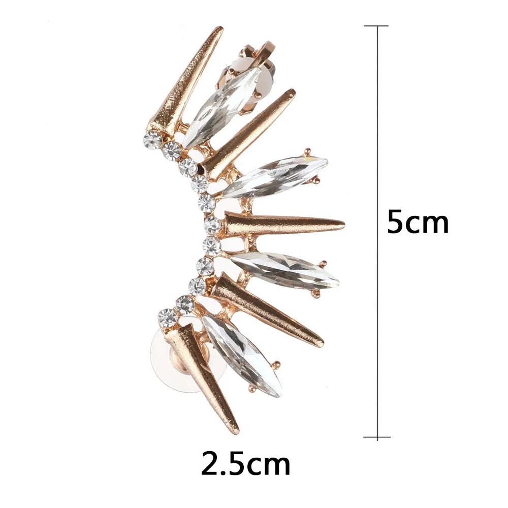 Crystal Rivet Ear Cuff Clip-On Earrings