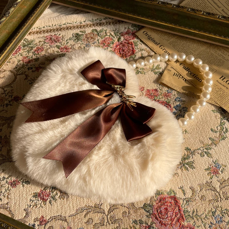 Heart Plush Bow Hand Bag