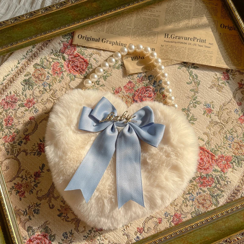 Heart Plush Bow Hand Bag
