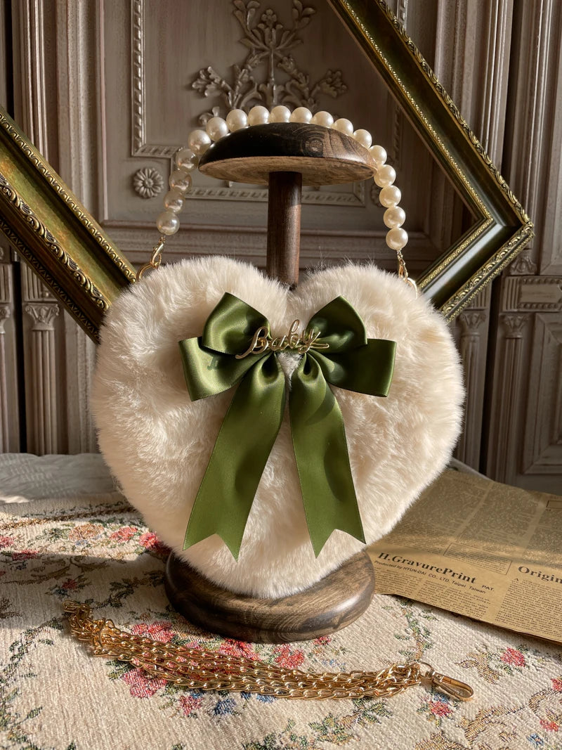 Heart Plush Bow Hand Bag
