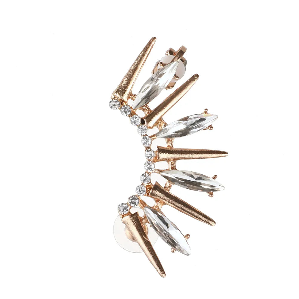 Crystal Rivet Ear Cuff Clip-On Earrings
