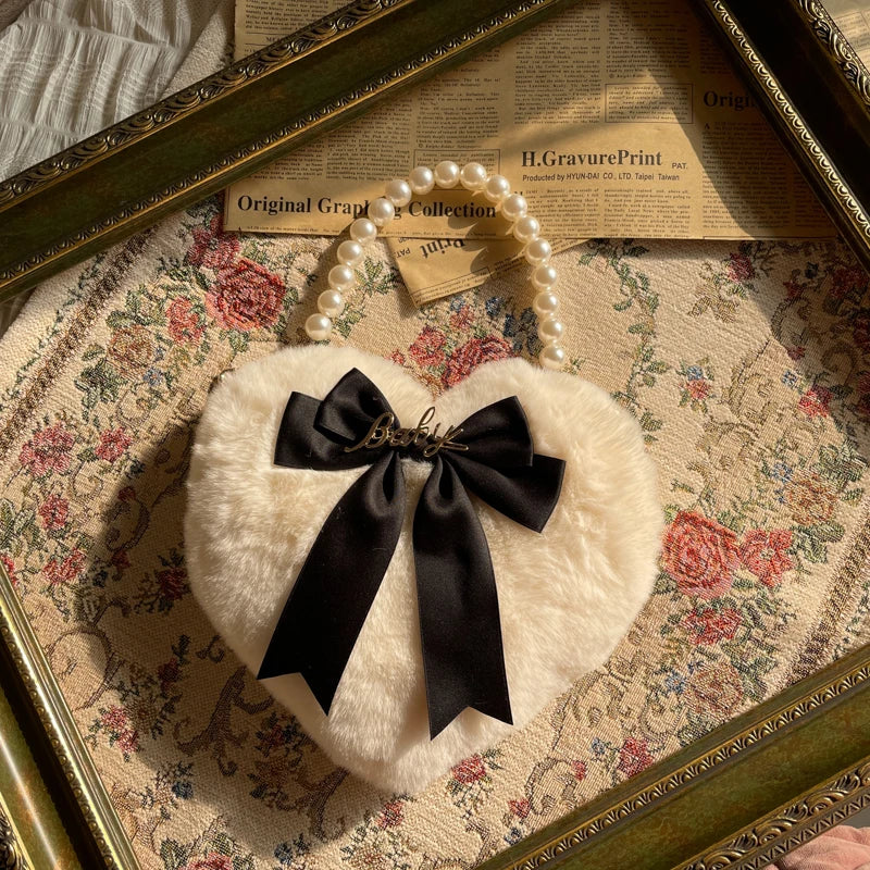 Heart Plush Bow Hand Bag