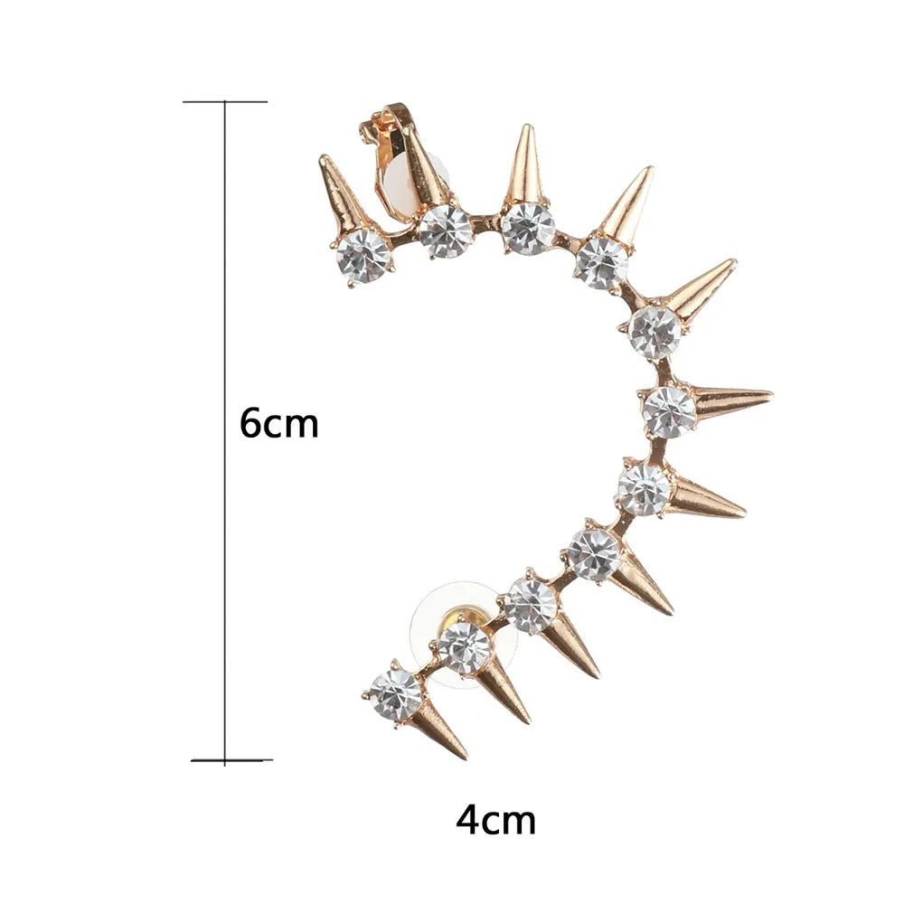 Crystal Rivet Ear Cuff Clip-On Earrings