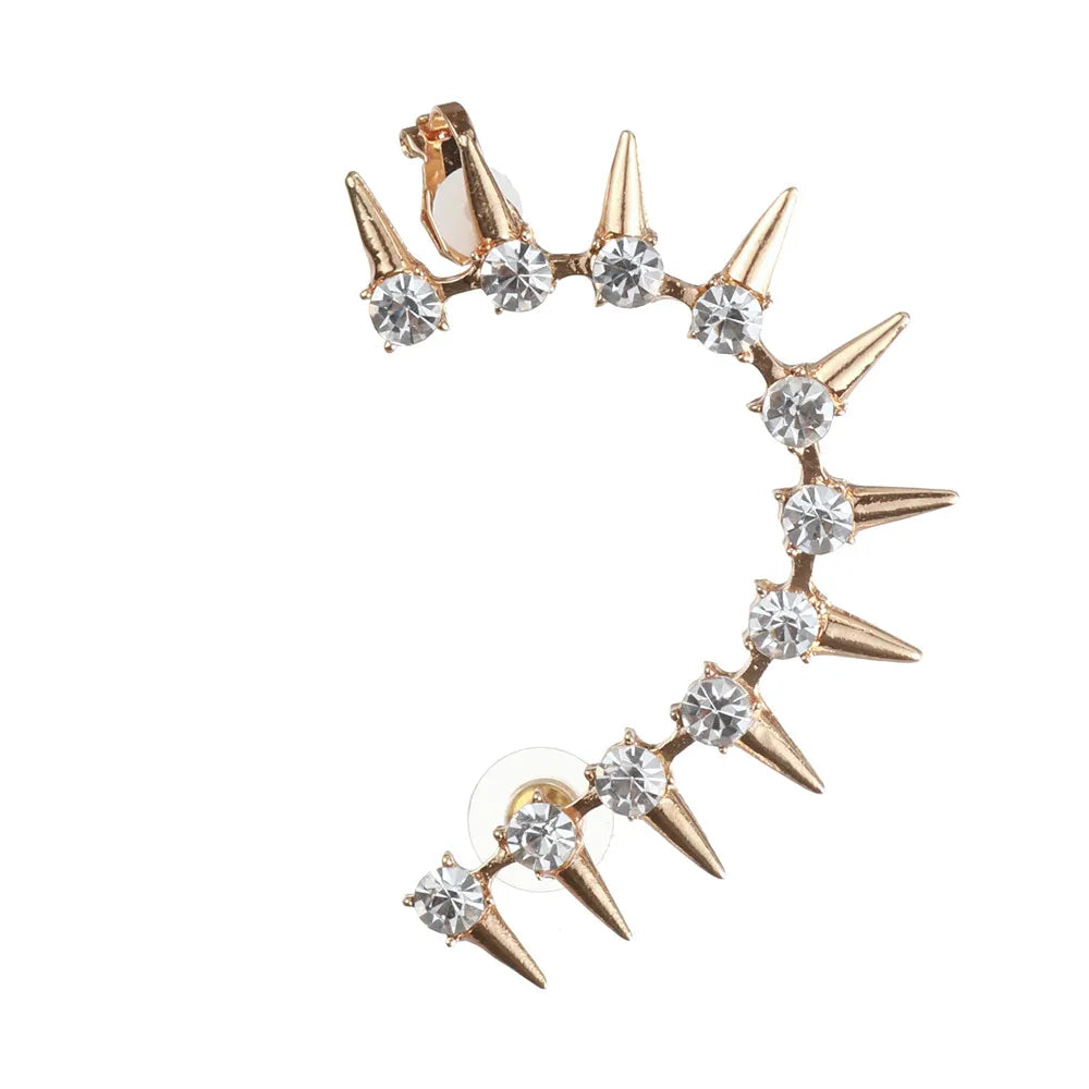 Crystal Rivet Ear Cuff Clip-On Earrings