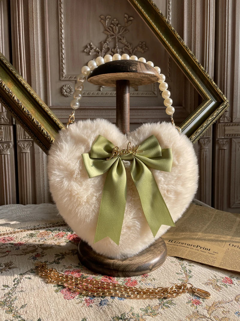 Heart Plush Bow Hand Bag