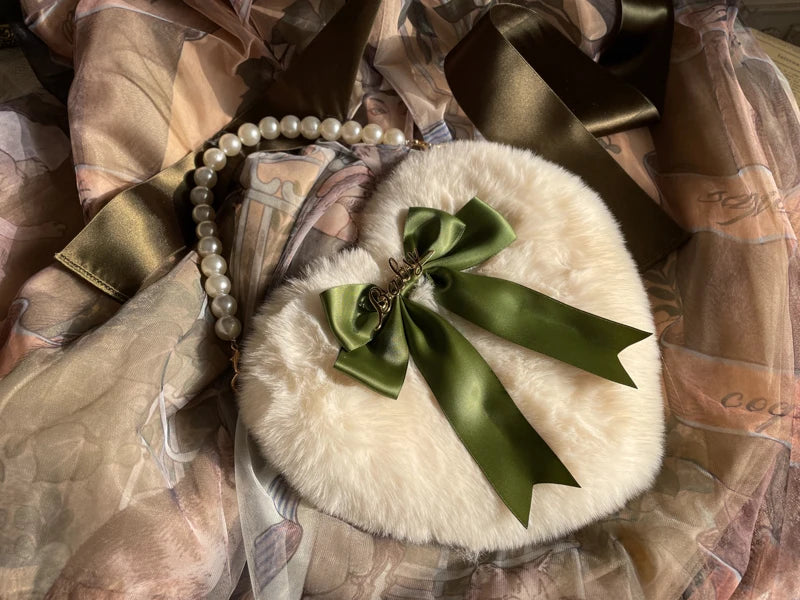 Heart Plush Bow Hand Bag