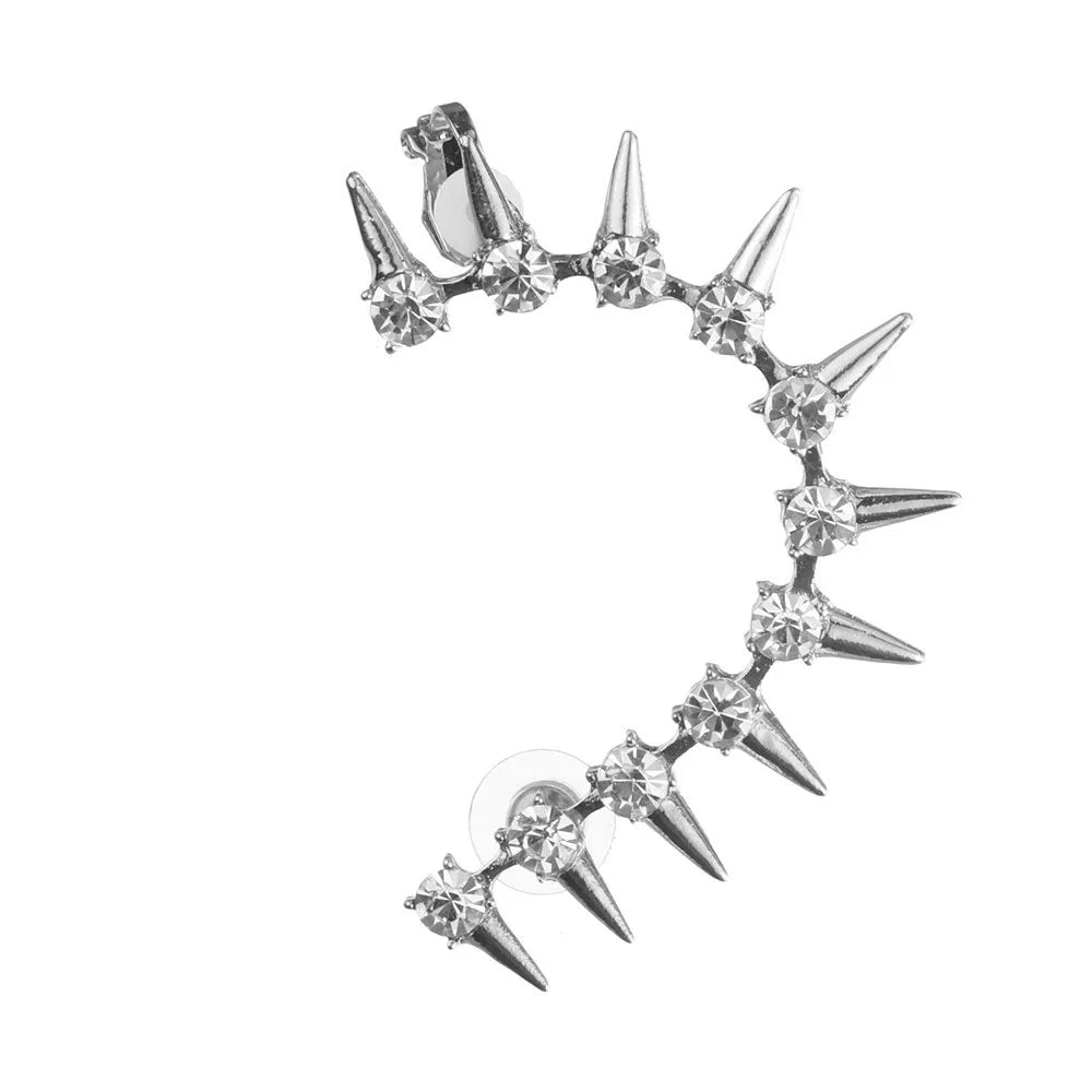 Crystal Rivet Ear Cuff Clip-On Earrings