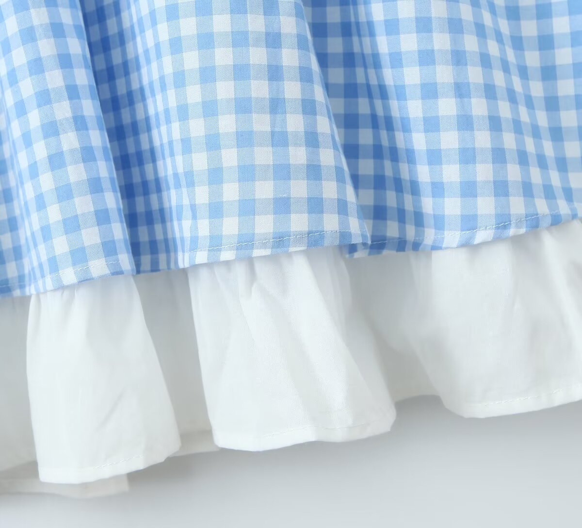 Blue Gingham Slit Dress