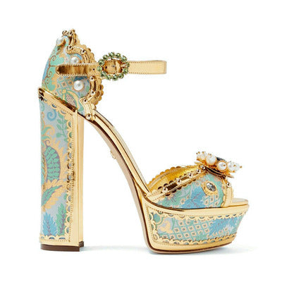 Jewel Platform Pearl Rhinestone Baroque High Heels