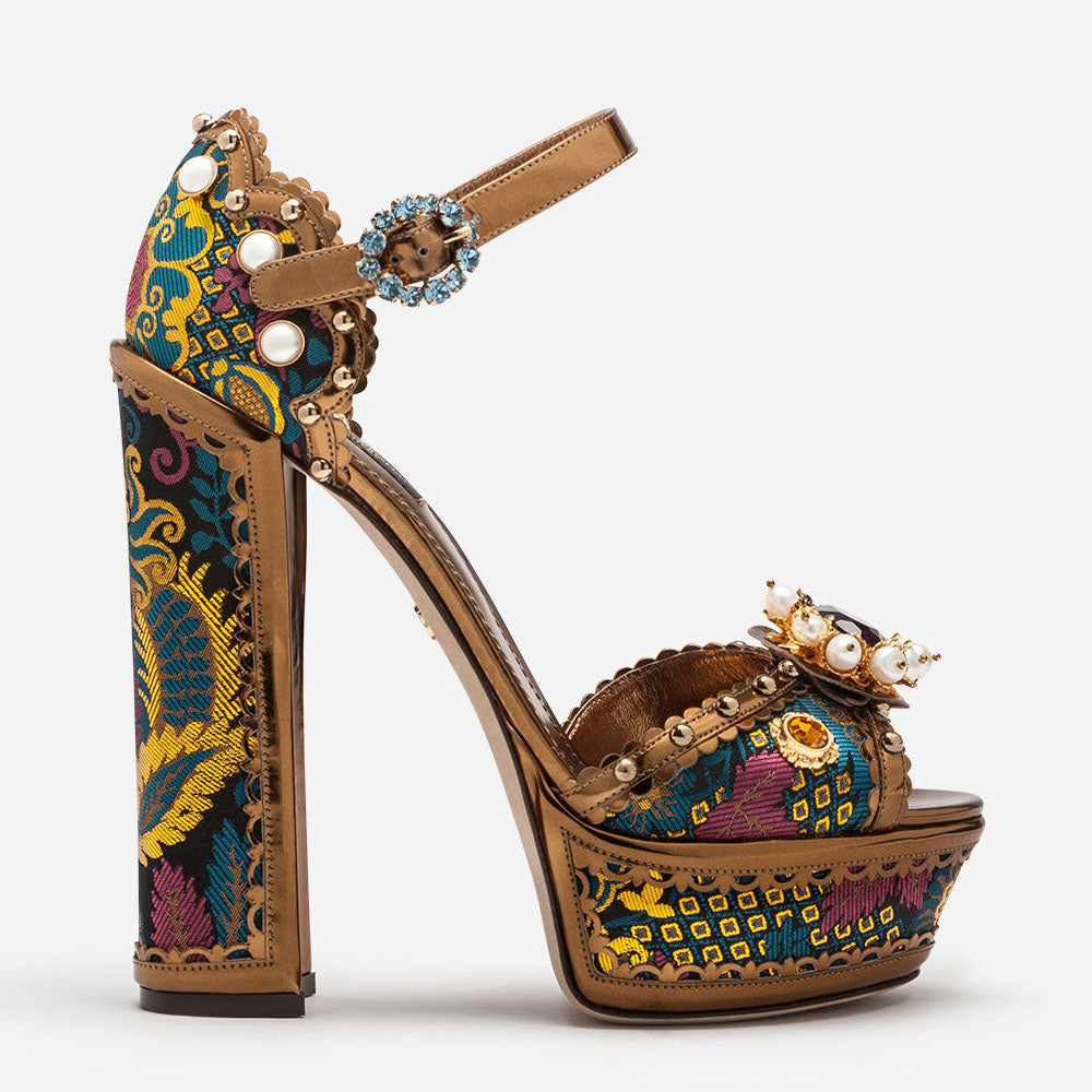 Jewel Platform Pearl Rhinestone Baroque High Heels