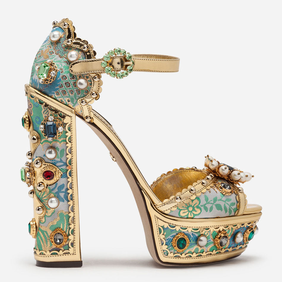 Jewel Platform Pearl Rhinestone Baroque High Heels