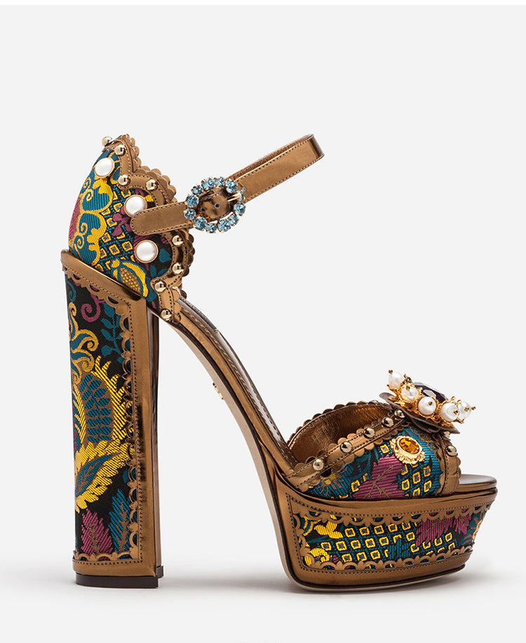 Jewel Platform Pearl Rhinestone Baroque High Heels
