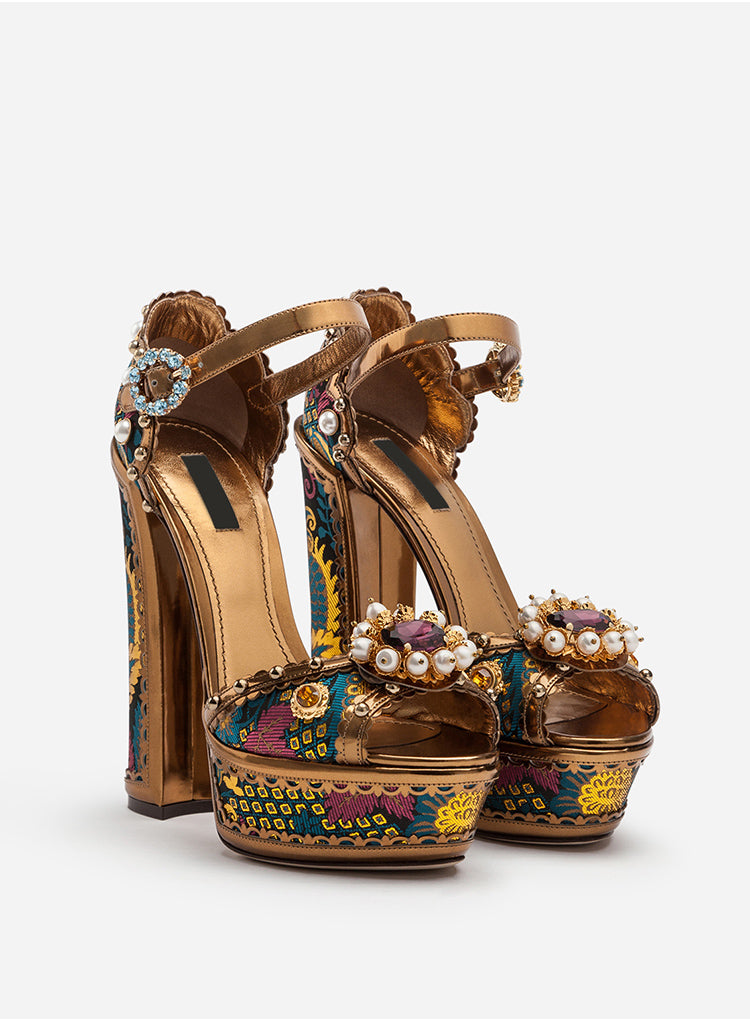Jewel Platform Pearl Rhinestone Baroque High Heels