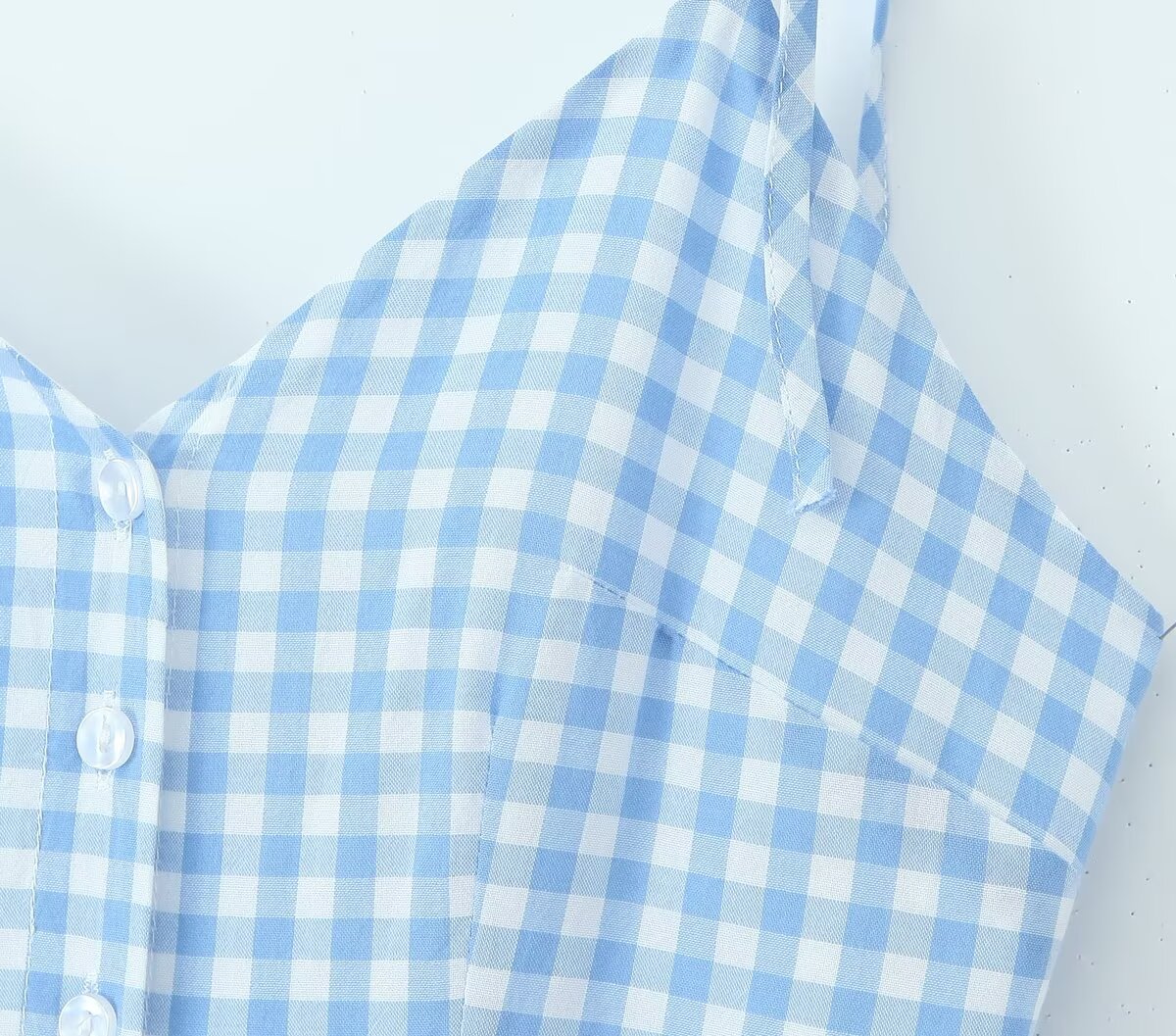 Blue Gingham Slit Dress