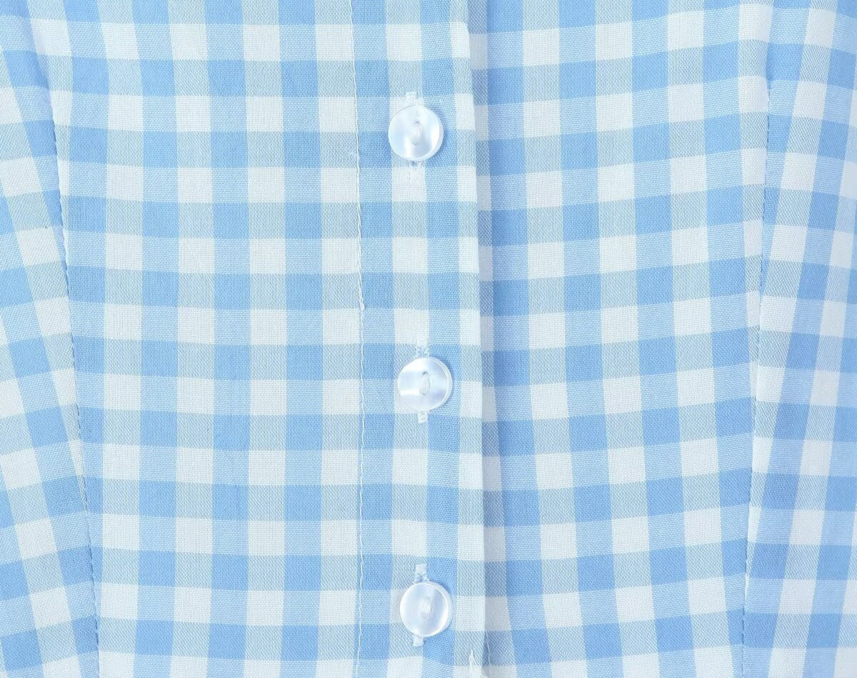 Blue Gingham Slit Dress