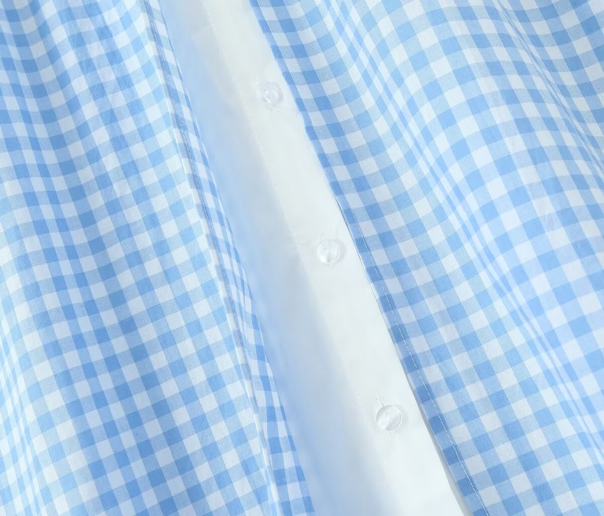 Blue Gingham Slit Dress