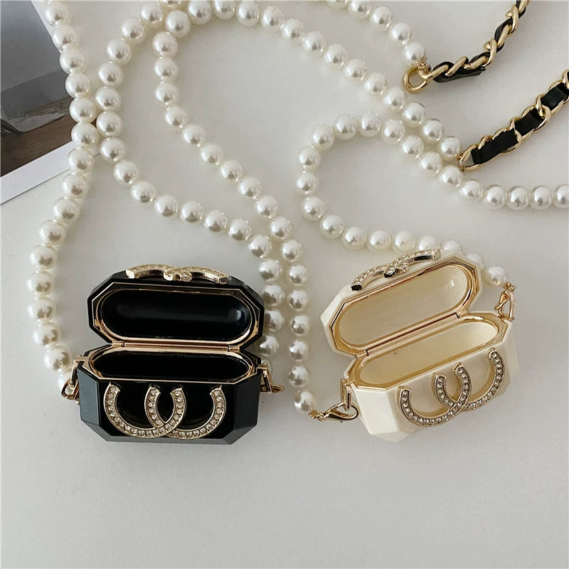 Diamond-Encrusted Mini Shoulder Earphone Bag