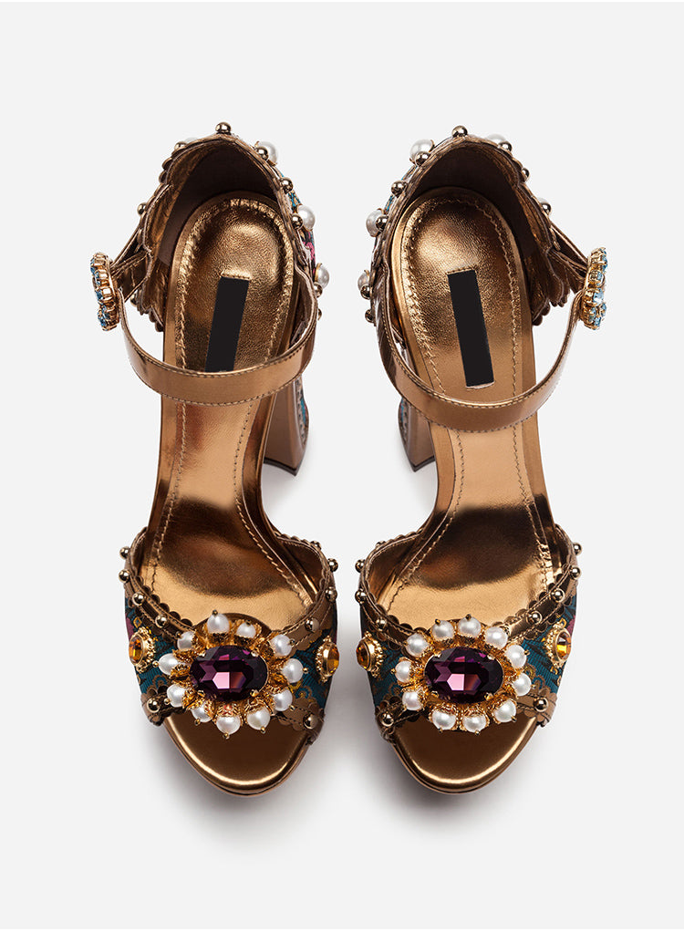 Jewel Platform Pearl Rhinestone Baroque High Heels