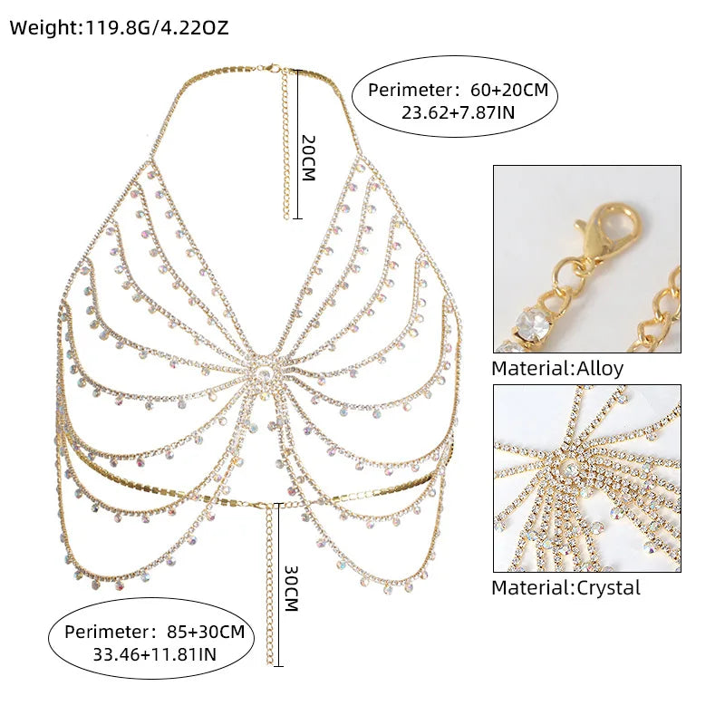 Rhinestone Web Body Chain