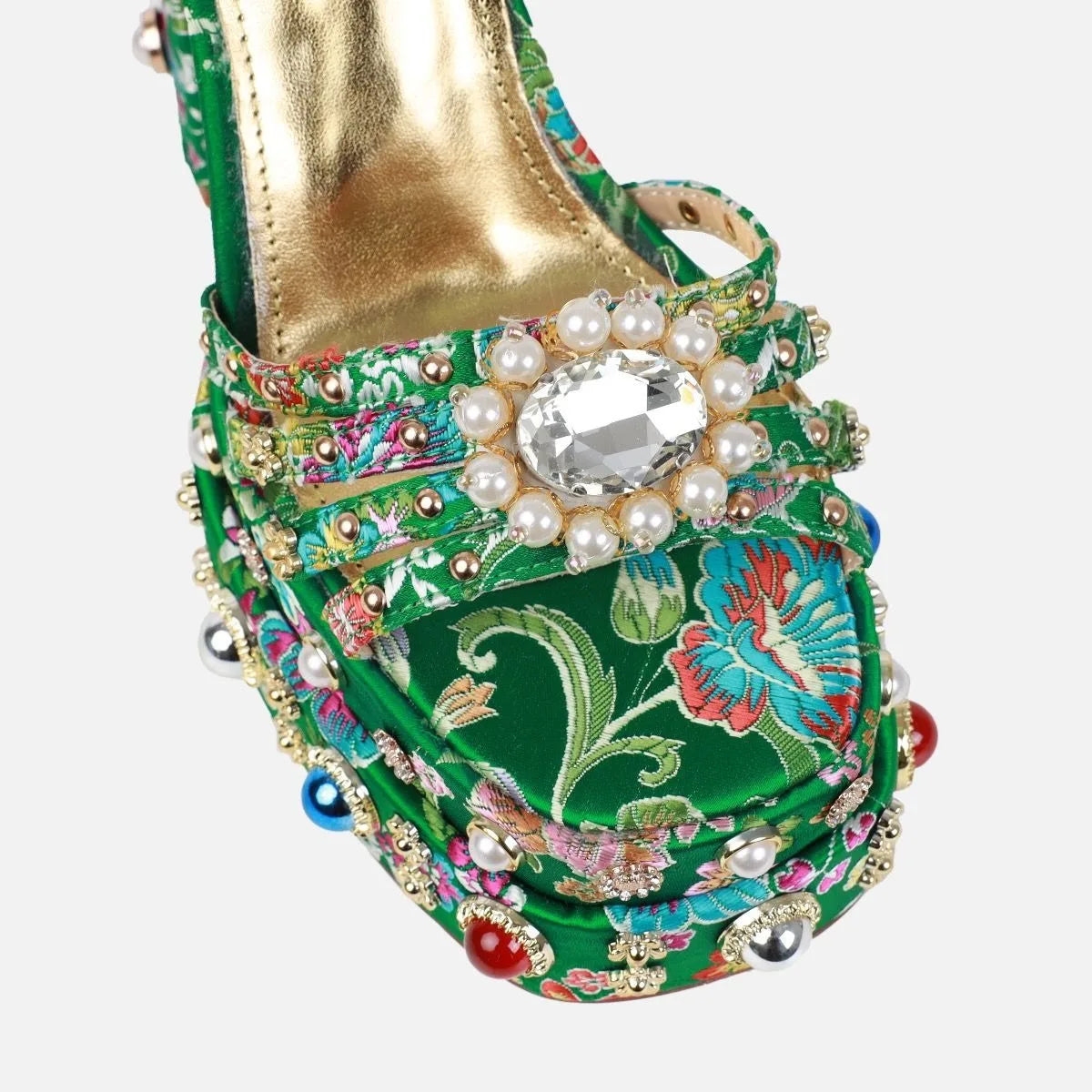 Rhinestone Open Toe Platform Sandals