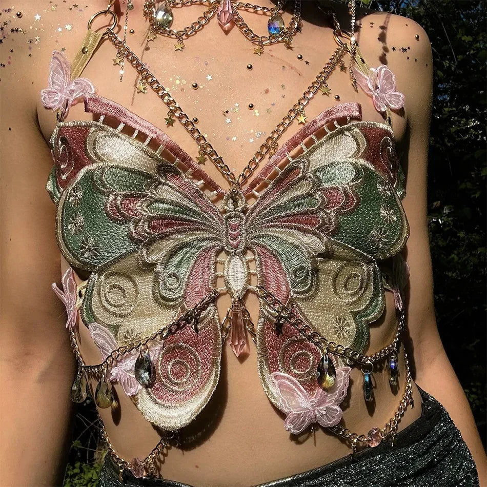 Embroidery Butterfly Top