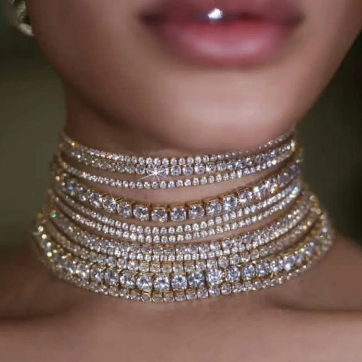 Stacked Crystal Choker Necklace