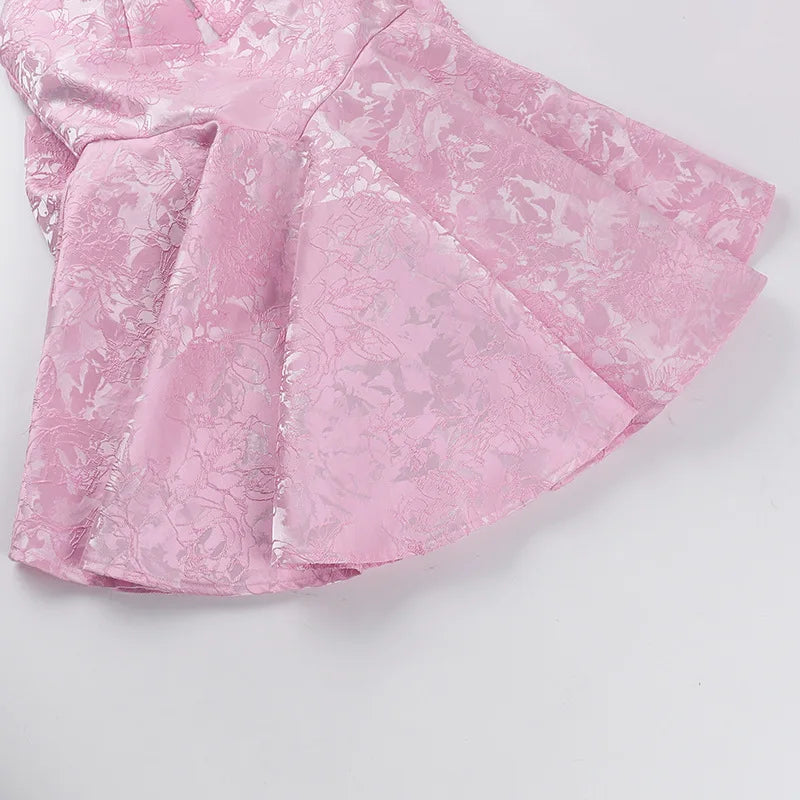 Halter Jacquard Bow Dress