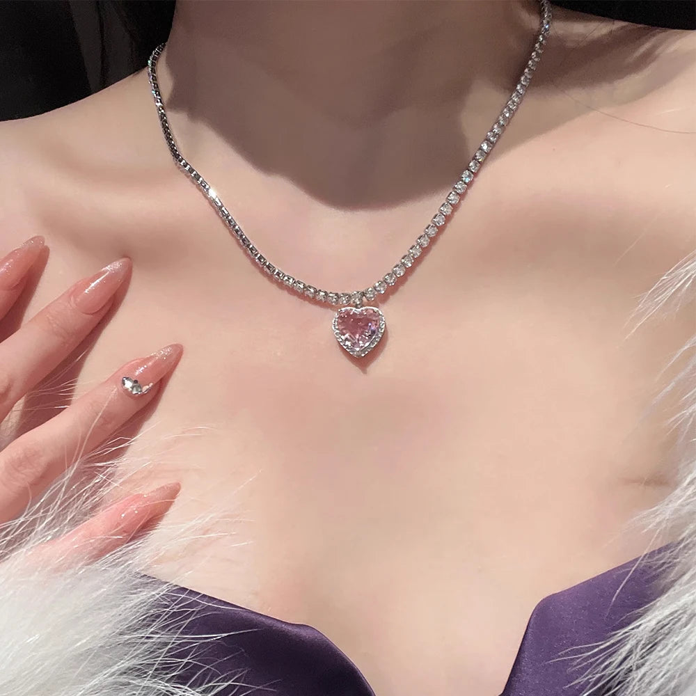 Pink Heart Pendant Necklace