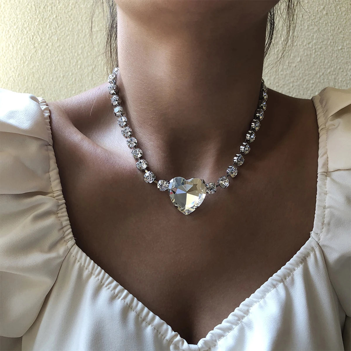 Heart Crystal Choker Necklace