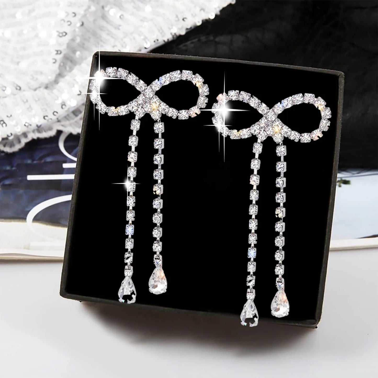Bowknot Rhinestone Earrings