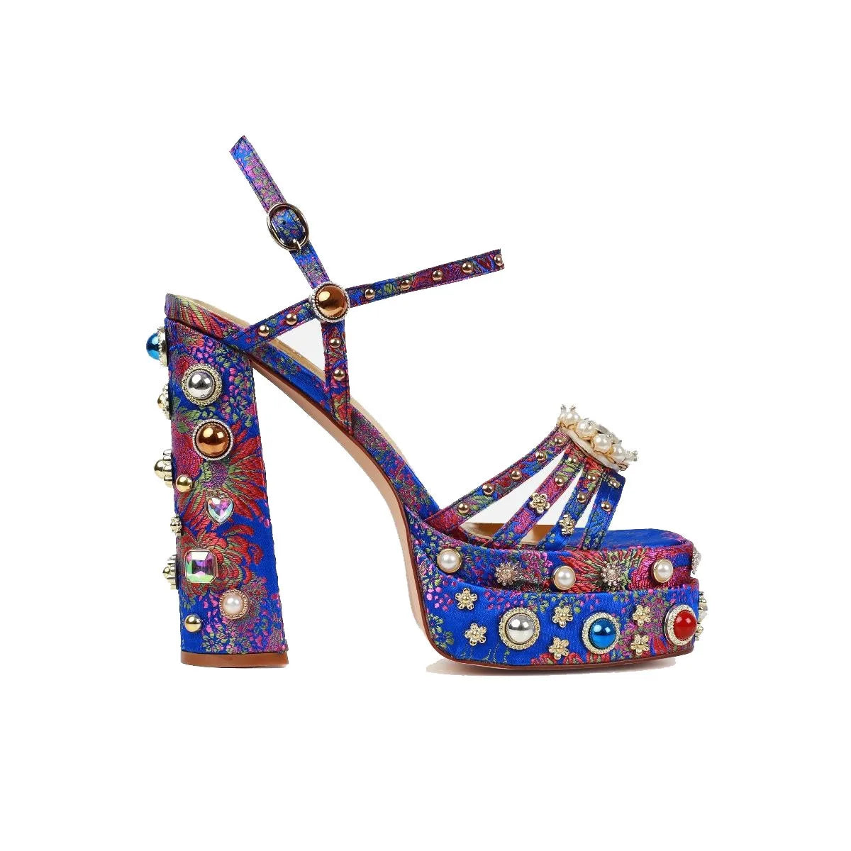 Rhinestone Open Toe Platform Sandals