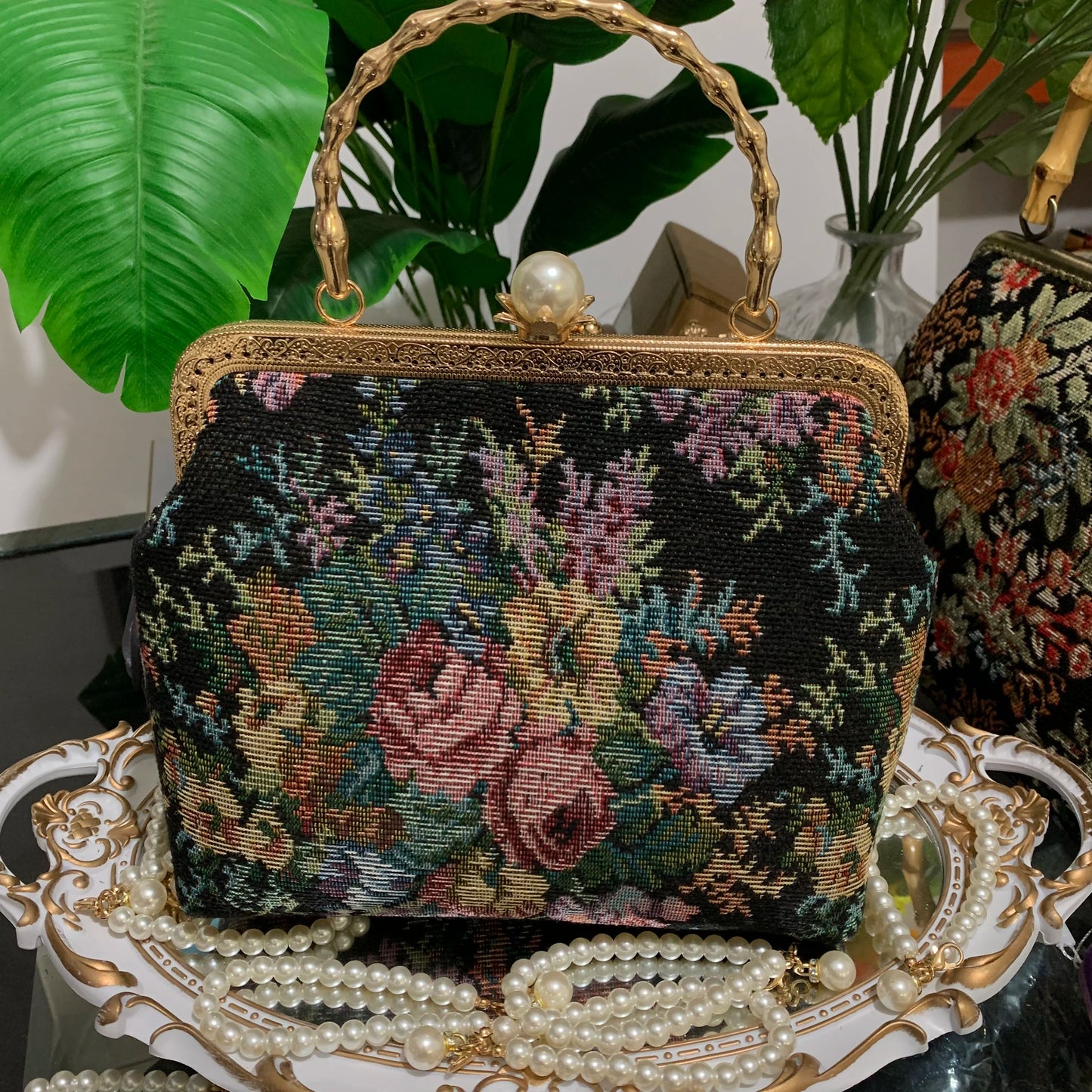 Baroque Floral Tapestry Clutch