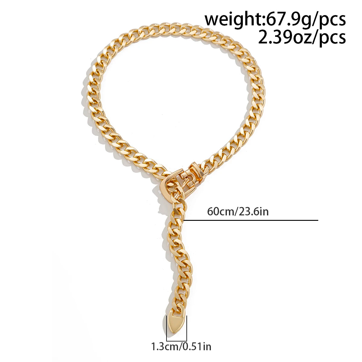 Cuban Chain Belt Buckle Necklace