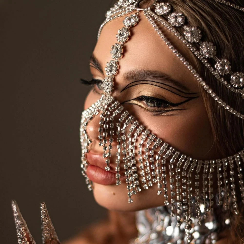 Rhinestone Fringe Mask