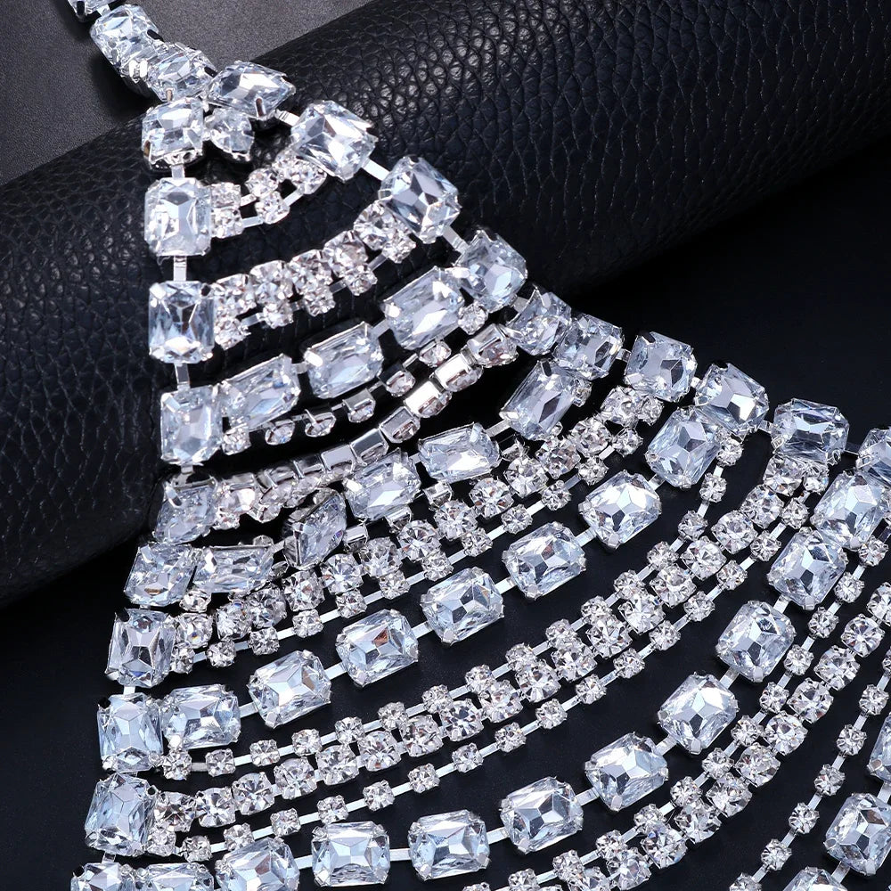 Rhinestone Body Chain Halter Top