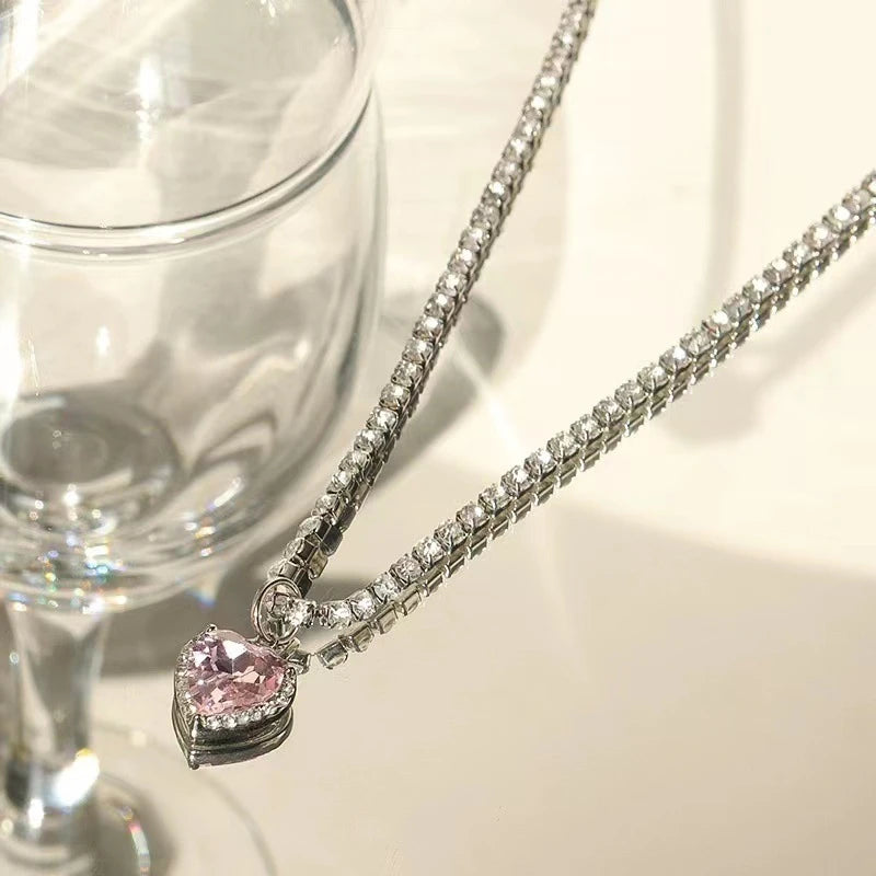 Pink Heart Pendant Necklace