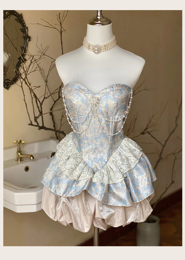 Jacquard Strapless Corset Dress