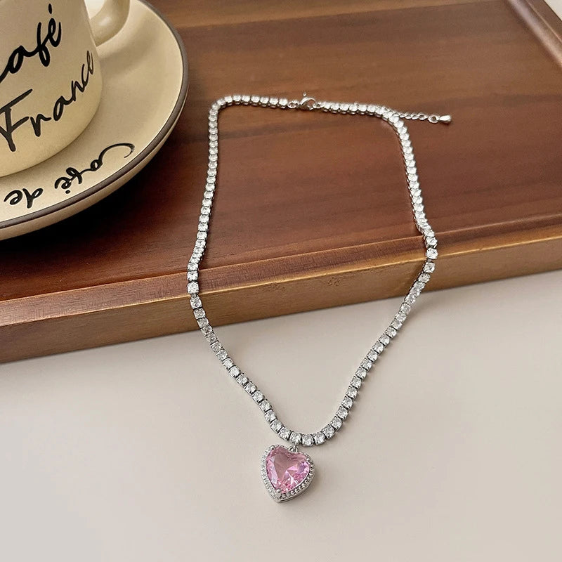 Pink Heart Pendant Necklace