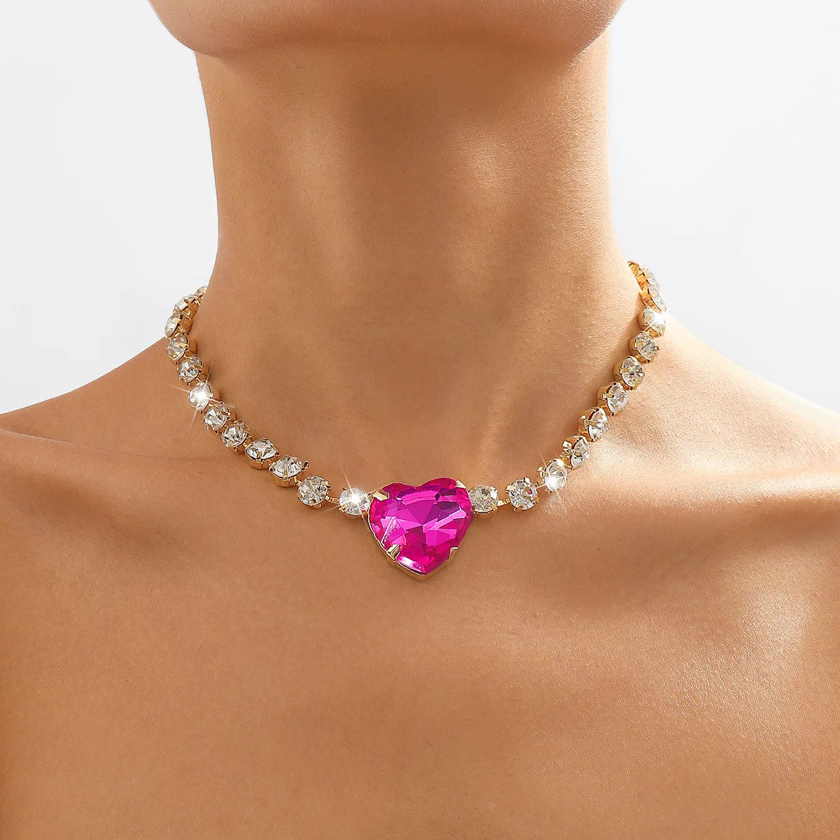 Heart Crystal Choker Necklace
