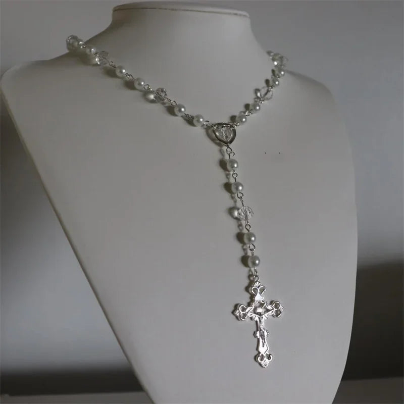 Crystal Beads Pearl Rosary