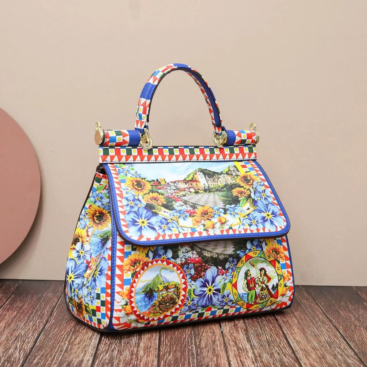 Faux Leather Art Purse