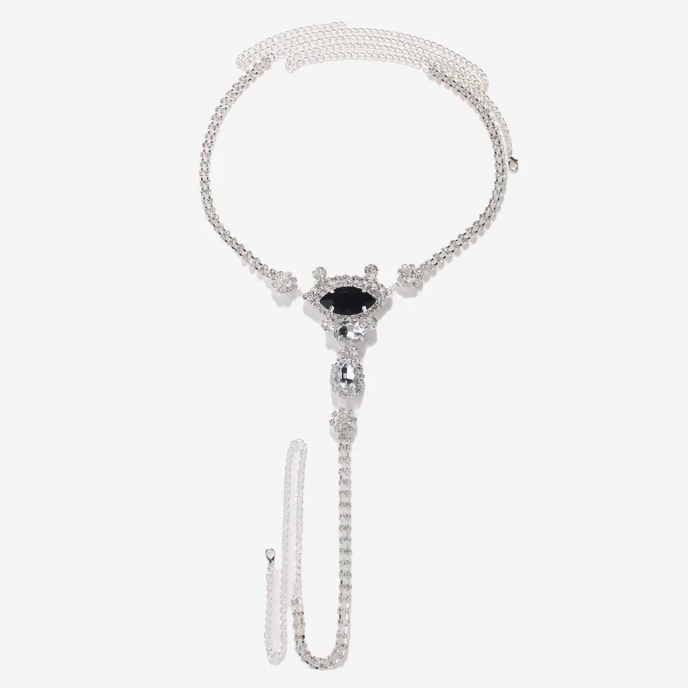 Devil's Eye Rhinestone Chain Thong